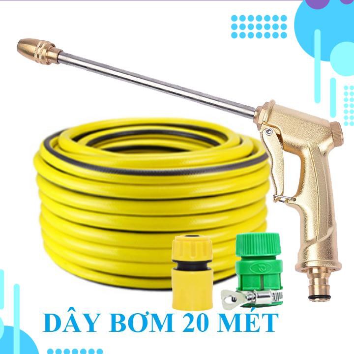 Bộ dây vòi xịt ❤️bơm nước phun sương❤️ ✔, tăng áp 3 lần, loại 20m 206701-3 đầu đồng, cút nối vàng