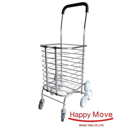 Xe kéo đi chợ leo cầu thang gấp gọn Happy Move - 3 bánh hợp kim nhôm gọn nhẹ, chống gỉ, SIÊU BỀN 30kg