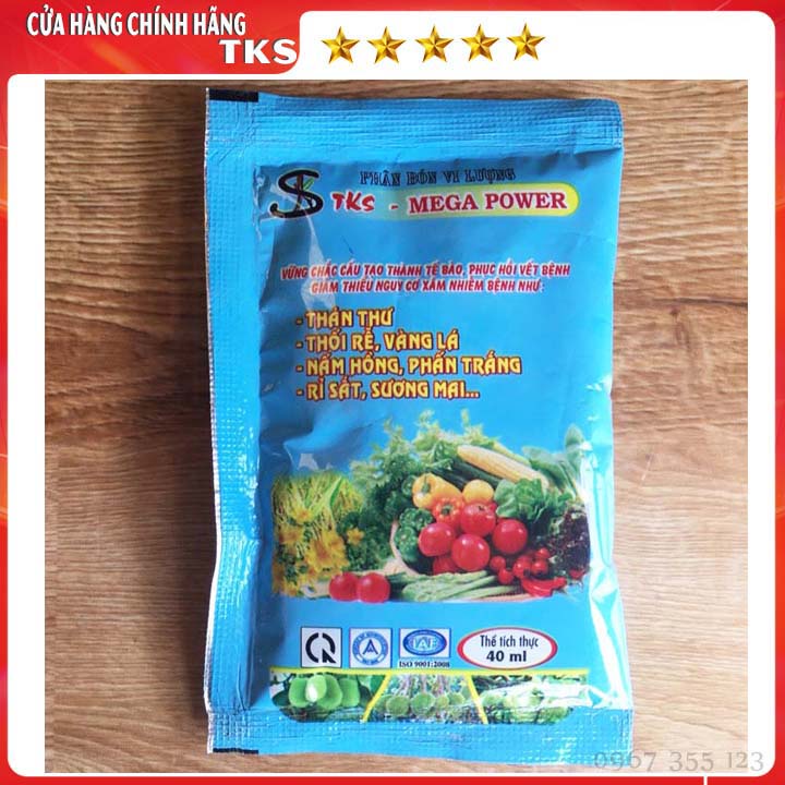 TKS- MEGA POWER: Phòng Trừ Thán Thư, Thối Nhũn, Vàng Lá, Phấn Trắng, Bã Trầu, Sương Mai - Gói 40gr