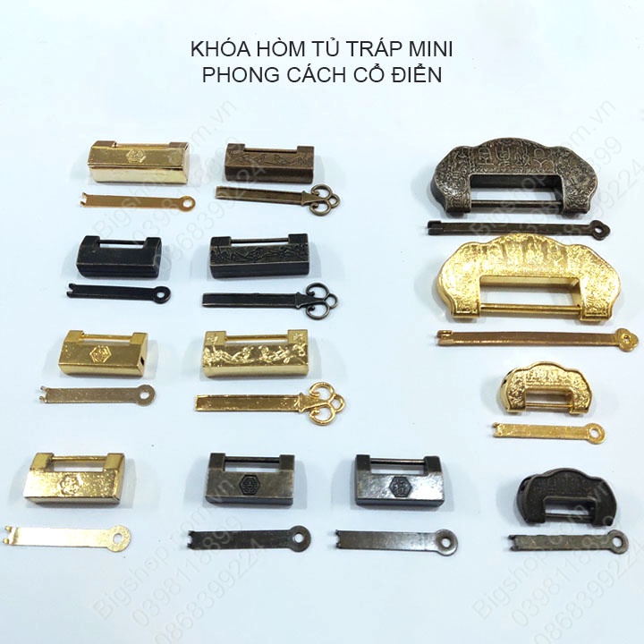 Khóa hòm tủ tráp mini phong cách cổ điển bằng hợp kim