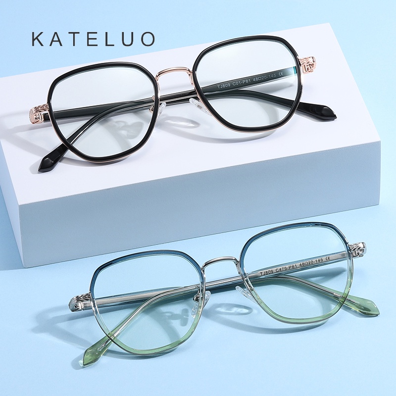 Kính mắt KATELUO TJ809 gọng kim loại tròn chống ánh sáng xanh từ máy tính