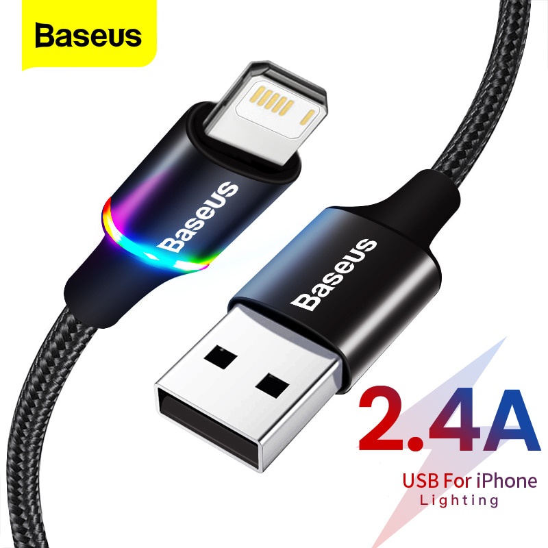 Dây Cáp Sạc Nhanh Baseus Có Đèn LED Dành Cho iPhone 12 11 Pro Xs Max X Xr 8 7 6 6S