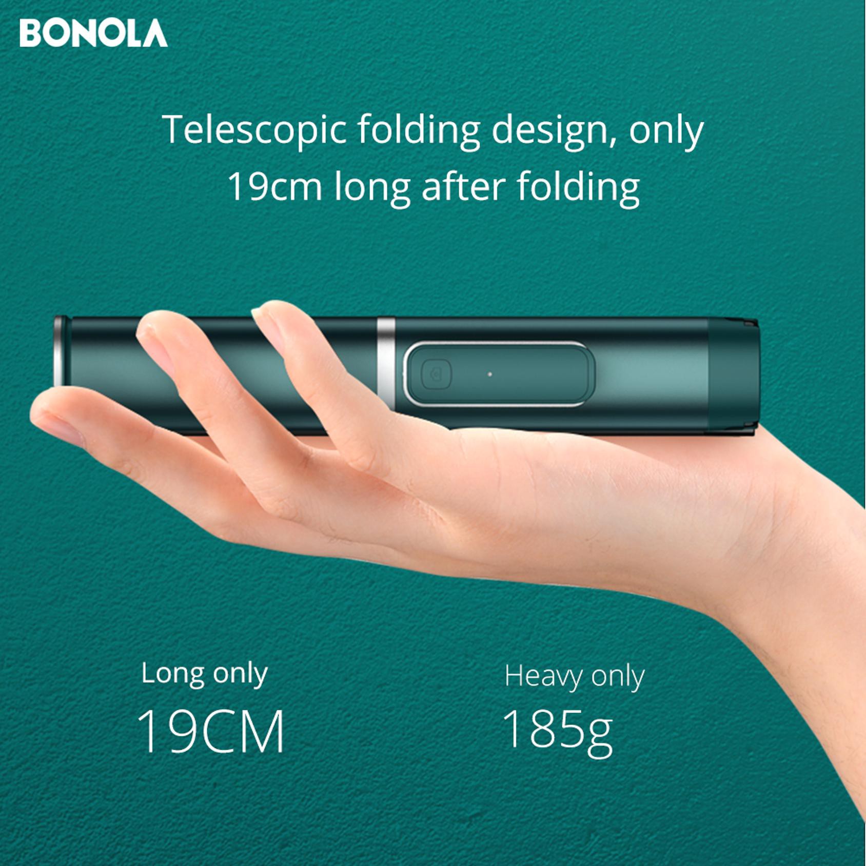 Bonola Portable Tripod Built-in Selfie Stick Hidden Phone Holder Bluetooth Button Self Timer Toggle Holder for Phone | Selfie Sticks |