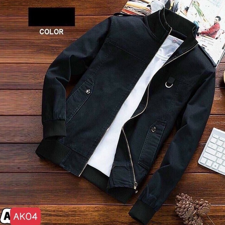 Áo khoác kaki nam cao cấp, áo khóc kaki nam màu đen có túi phong cách HÀN QUỐC akk04