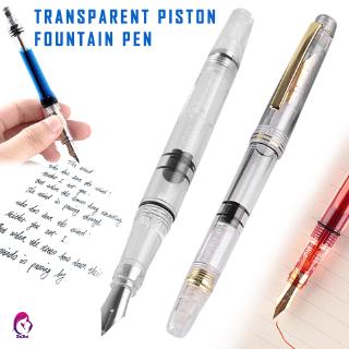 【Hàng mới về】 Transparent Piston Fountain Pen Clear Ink Pen EF F Nib Extra Fine Large Capacity Writing