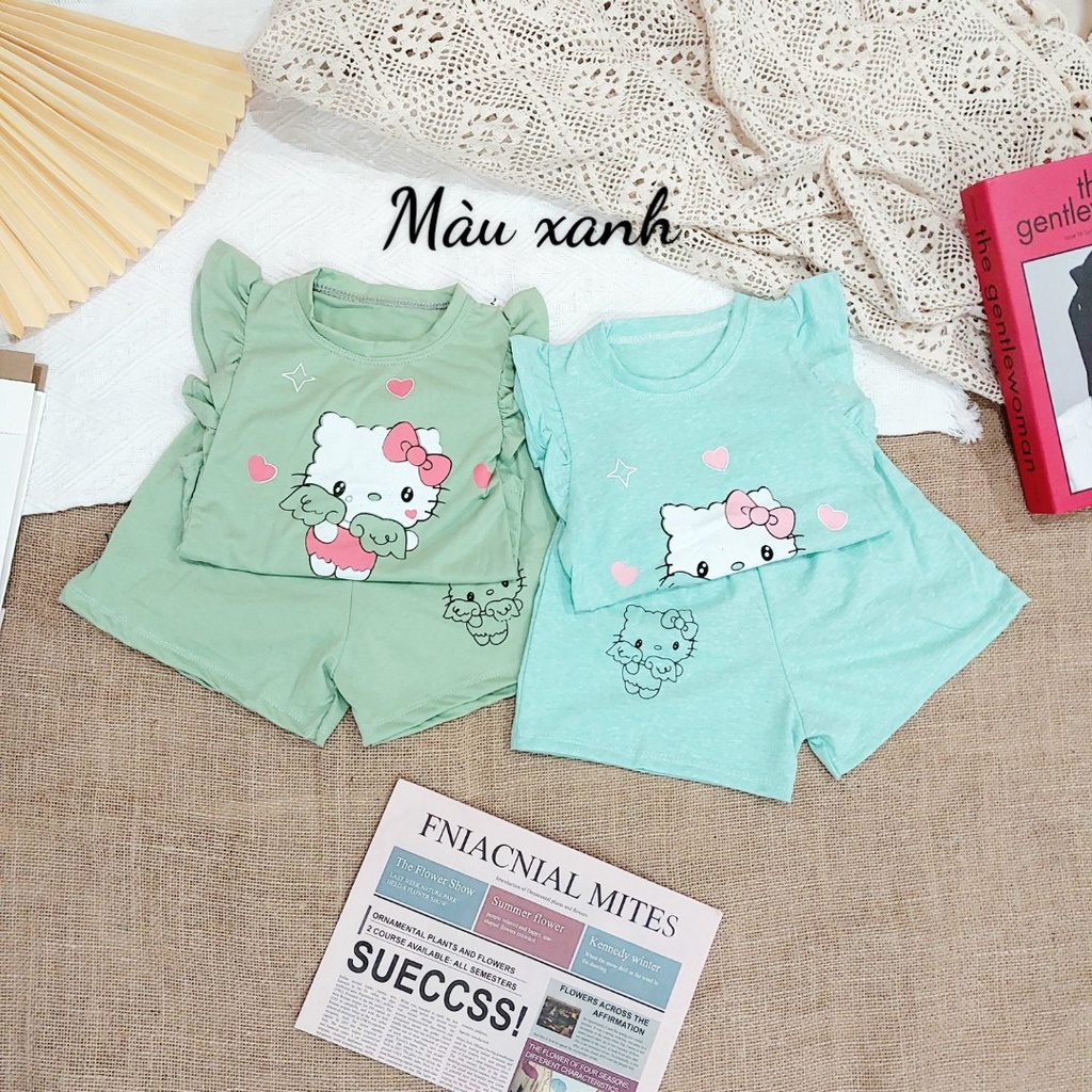 Bộ Quần Áo Cộc Tay bé gái từ 8 đến 18kg hình mèo dễ thương AM929 TTR268