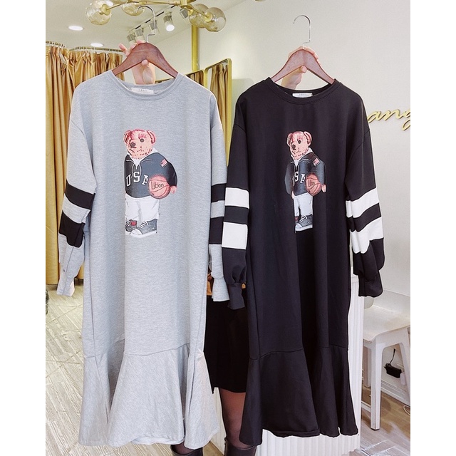 Váy Cotton nỉ Đuôi Cá Dài Tay Phom Suông Dáng Trẻ Trung Năng Động | BigBuy360 - bigbuy360.vn