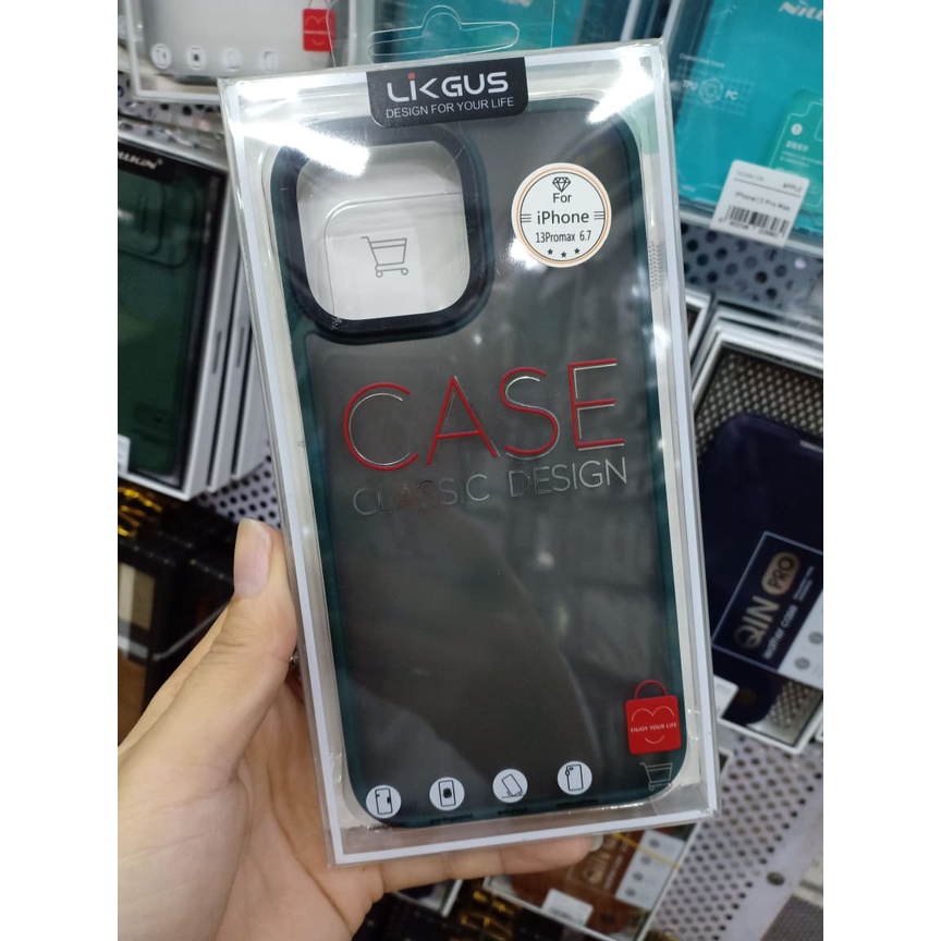 Ốp Lưng LIKGUS Nhám Viền Màu Iphone 13, 13 Pro, 13 Pro Max Chống Bám Vân Tay Hàng Chính Hãng