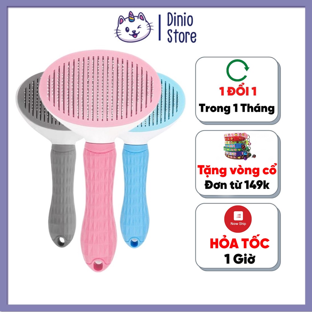 Lược chải lông chó mèo có nút bấm CHÍNH HÃNG CLEAN chải lông chó mèo