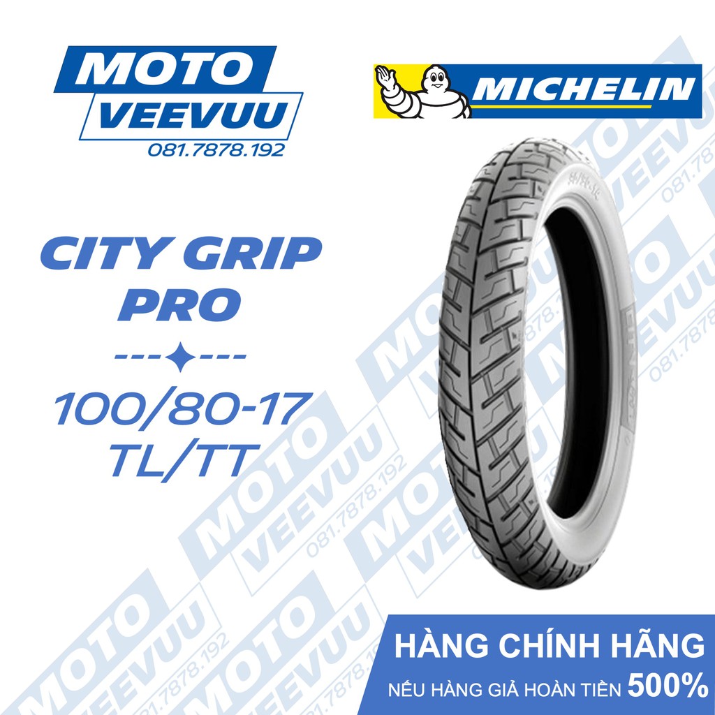 Vỏ lốp xe máy Michelin 100/80-17 TL City Grip Pro (Lốp không ruột)