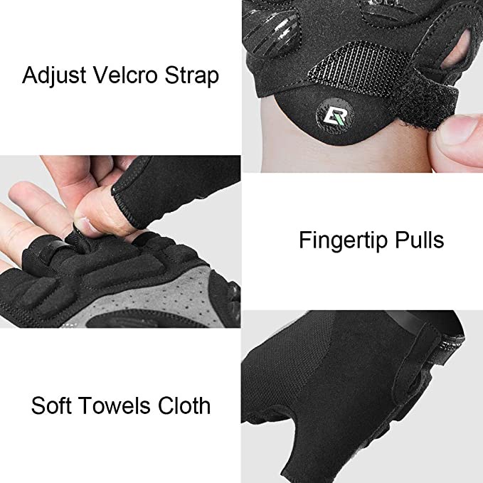 Đôi găng tay hở ngón ROCKBROS thoáng khí chống sốc để chạy xe đạp cho nam