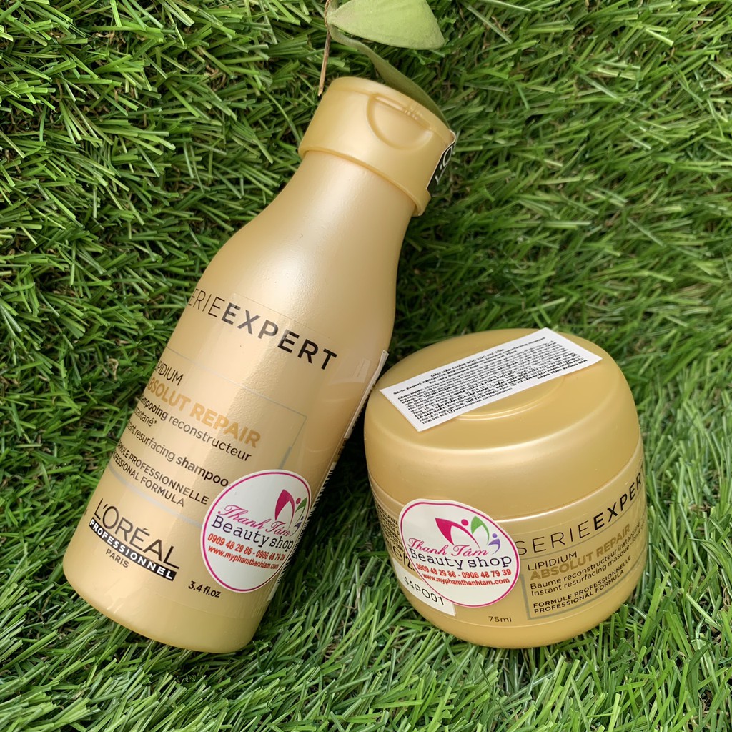 Dầu hấp phục hồi tóc hư tổn Absolut Repair Gold Quinoa + Protein L'oreal Masque 250ml ( New 2022 )