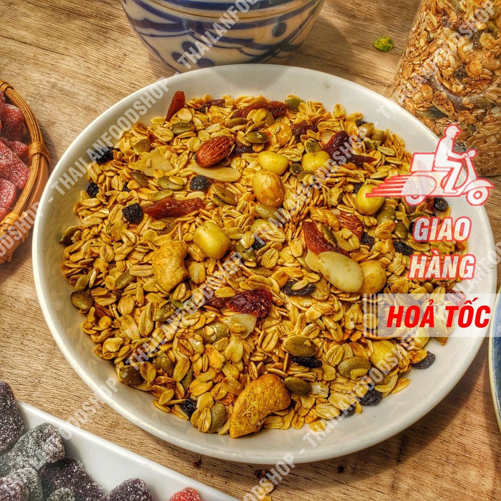 Granola Siêu Hạt Sấy Mật Ong - Ăn Kiêng Giảm Cân - Siêu Ngon - Lon 500Gram