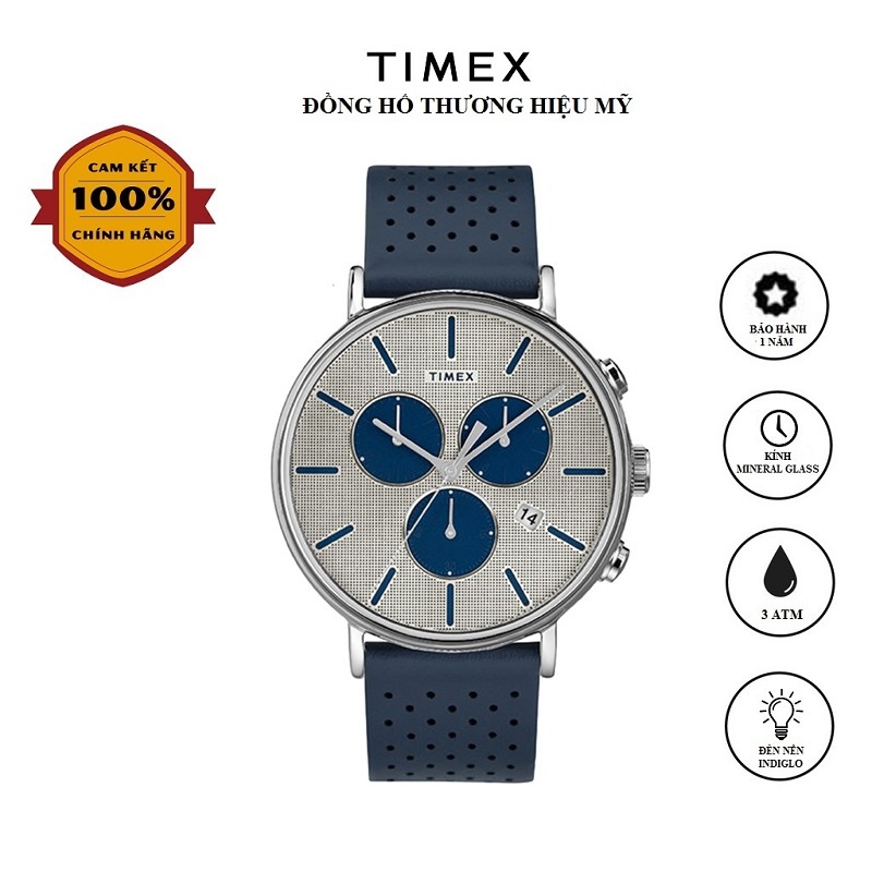 Đồng hồ Nam Timex Fairfield Supernova Chronograph 41mm - TW2R97700 Dây Da - Chính Hãng