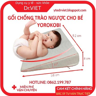 Gối chống trào ngược cho bé YOROKOBI, chống sặc sữa, ói, chống nôn, ợ, trớ, đảm bảo lưu thông máu não, giảm sốc, an toàn