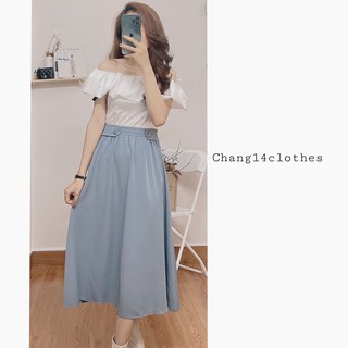 Áo thun trễ vai đen trắng
