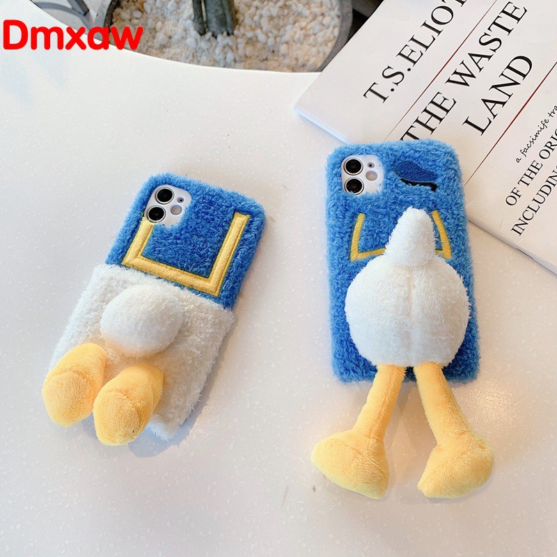 Ốp lưng lông nhung hình vịt Donald cho iPhone 12 Pro Max Mini 11 X XS XR 8 7 6 6s Plus 5 5s SE
