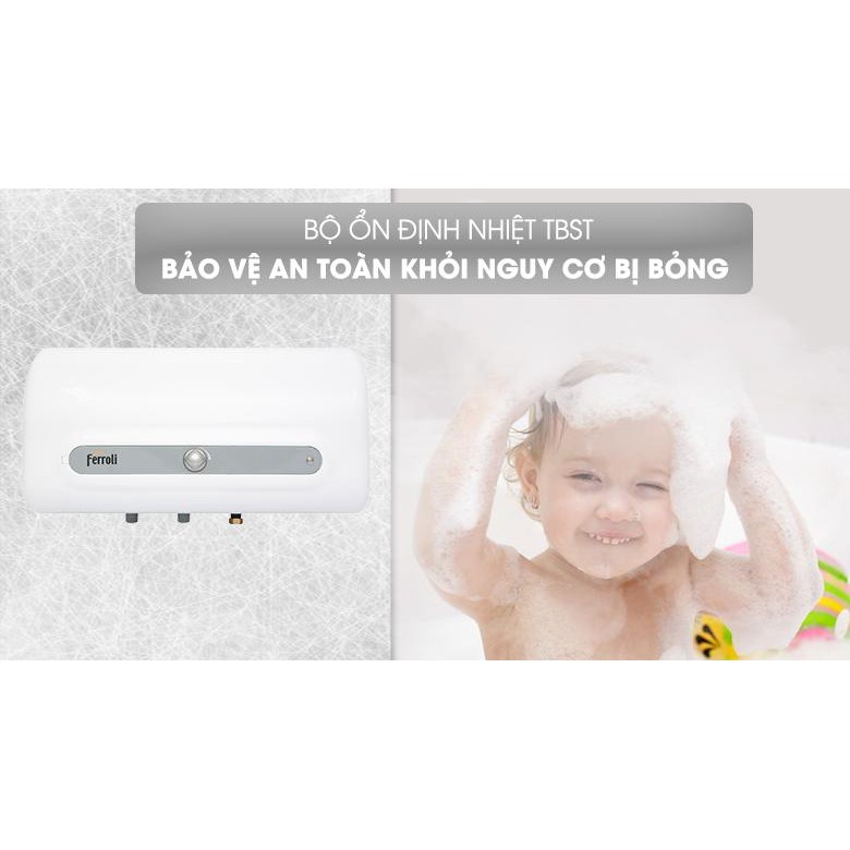 Bình nóng lạnh Ferroli QQEvo - ME, chống giật cùng công suất 2500W - Bảo hành chính hãng 8 năm