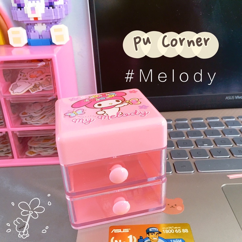 Tủ 2 ngăn mini size 7x6,5x7,3 cm Melody - Cinnamoroll - Hello kitty decor