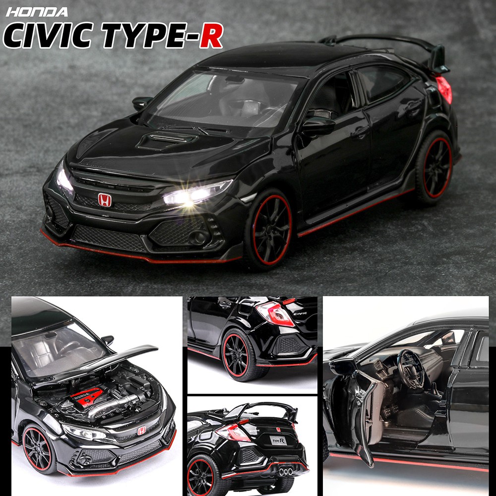 FEO 1:32 DIECAST Honda Civic kiểu R mô hình xe hợp kim âm thanh và ánh sáng kéo về phía sau caR ĐỒ CHƠI BỘ SƯU TẬP