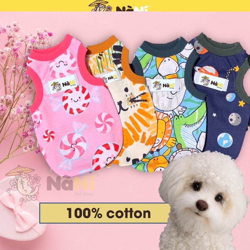 Áo chó mèo ba lỗ, áo poodle 5 size siêu nhỏ, trung, siêu bự- Hàng xuất nhật 100% cotton mát lạnh - Nà Ní Pet Shop