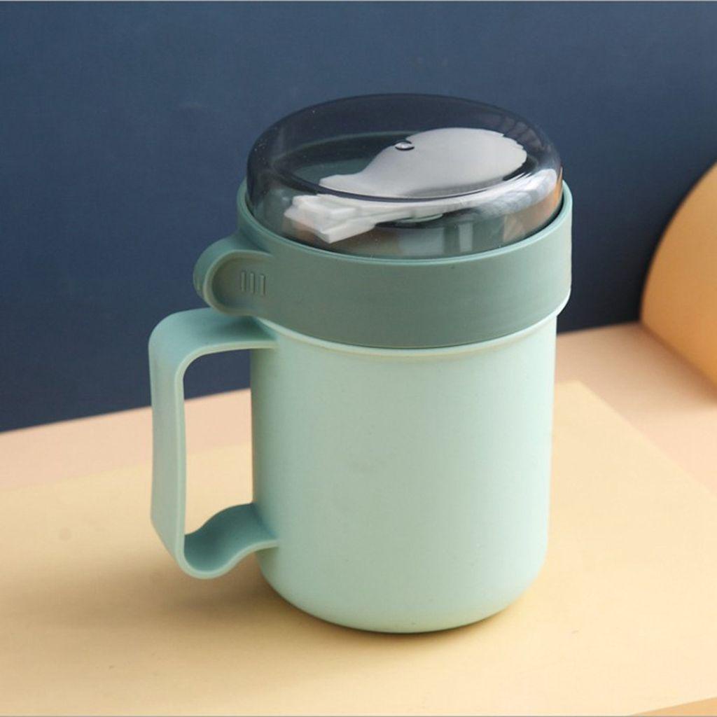 PATRICIA Cốc Ăn Sáng Bằng Nhựa Màu Sắc Đơn Giản Dung Tích 500Ml Kèm Muỗng