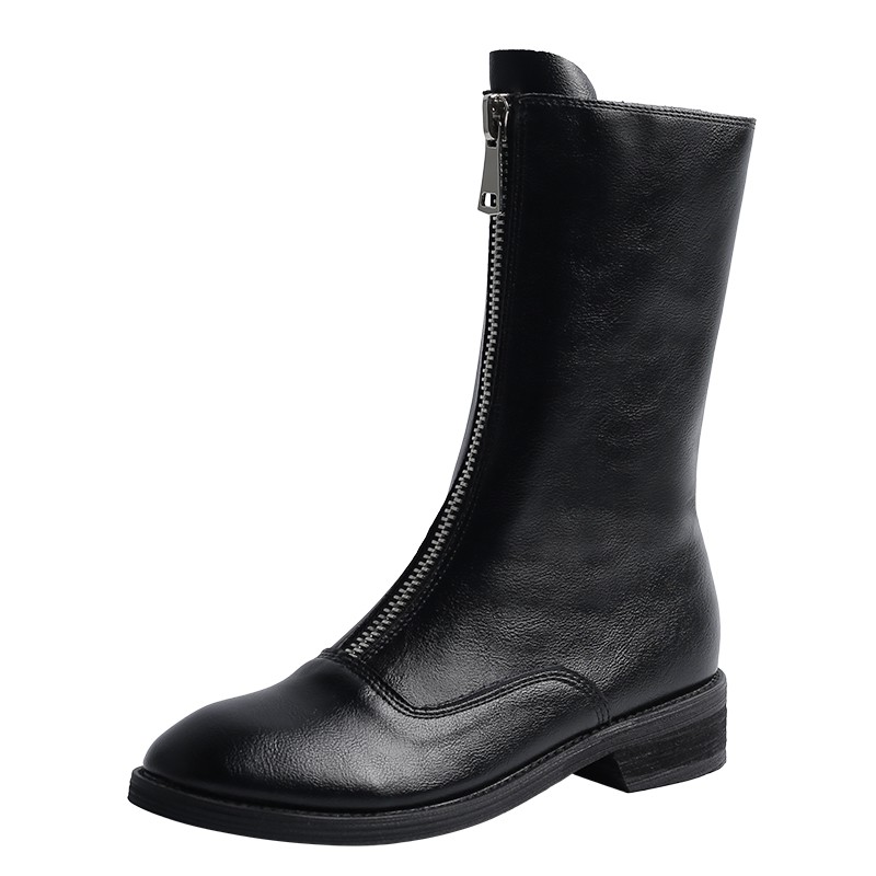 Giày boots martin đế bằng có khóa kéo trẻ trung cá tính | BigBuy360 - bigbuy360.vn