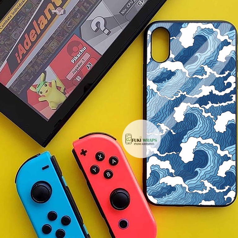 Ốp Lưng Kính Cường Lực / Case Sóng Xanh Chống Vỡ Dành Cho 13ProMax 12ProMax 11ProMax X XSMAX Fukishop