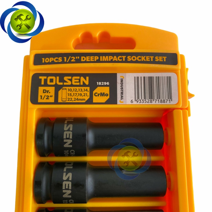 Bộ tuýp đen dài Tolsen 18296 10 chi tiết  (10-24mm) loại 6 cạnh thép CR-MO