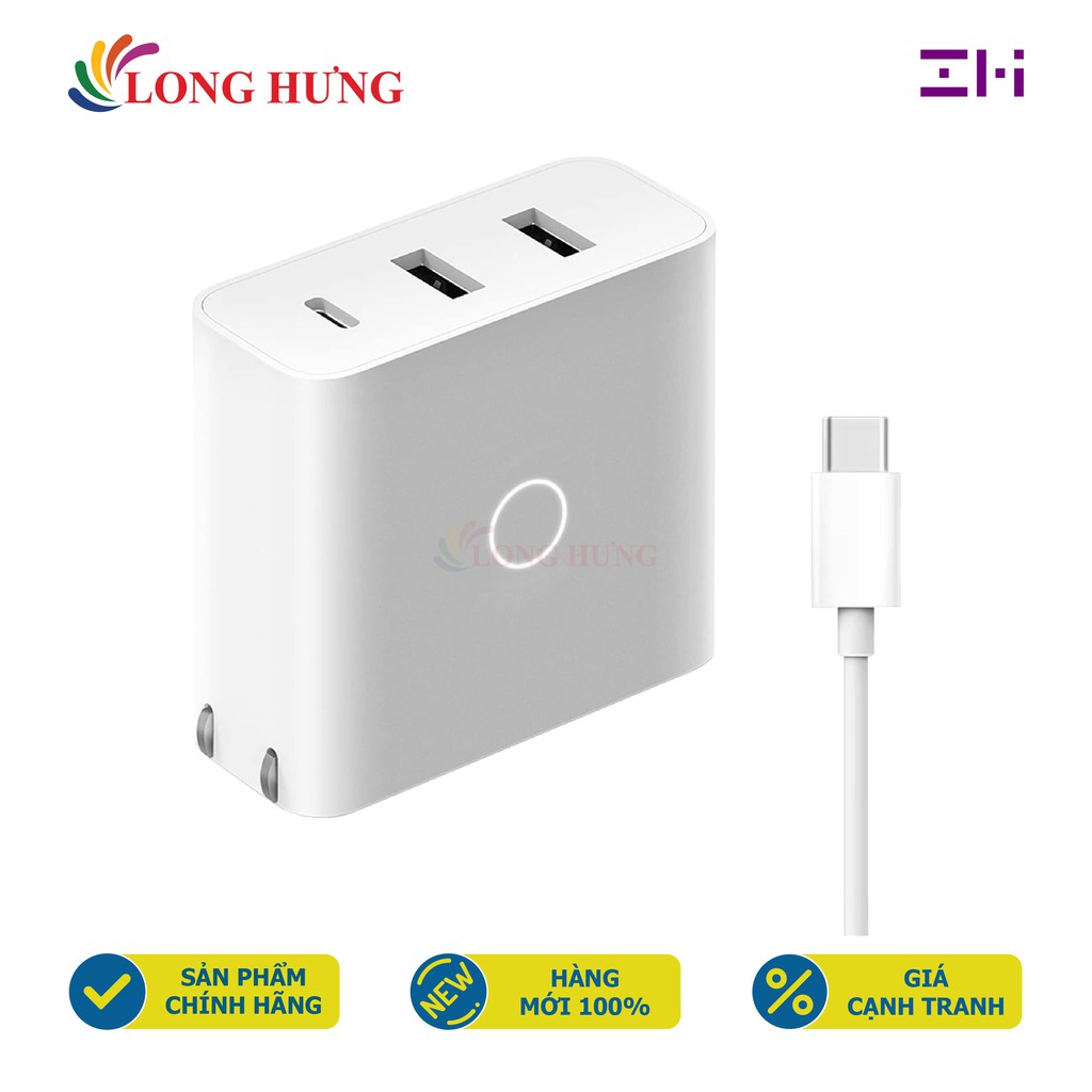 Combo sạc đa cổng ZMI 2USB 1Type-C 65W 2A + Cáp Type-C to Type-C 1.5m HA832 - Hàng chính hãng - Sạc nhanh 65W