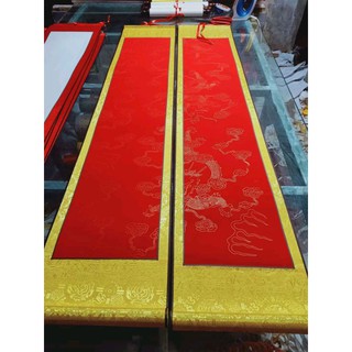 Giấy biểu lụa viết thư pháp 100k/cặp câu đối kt 23*120