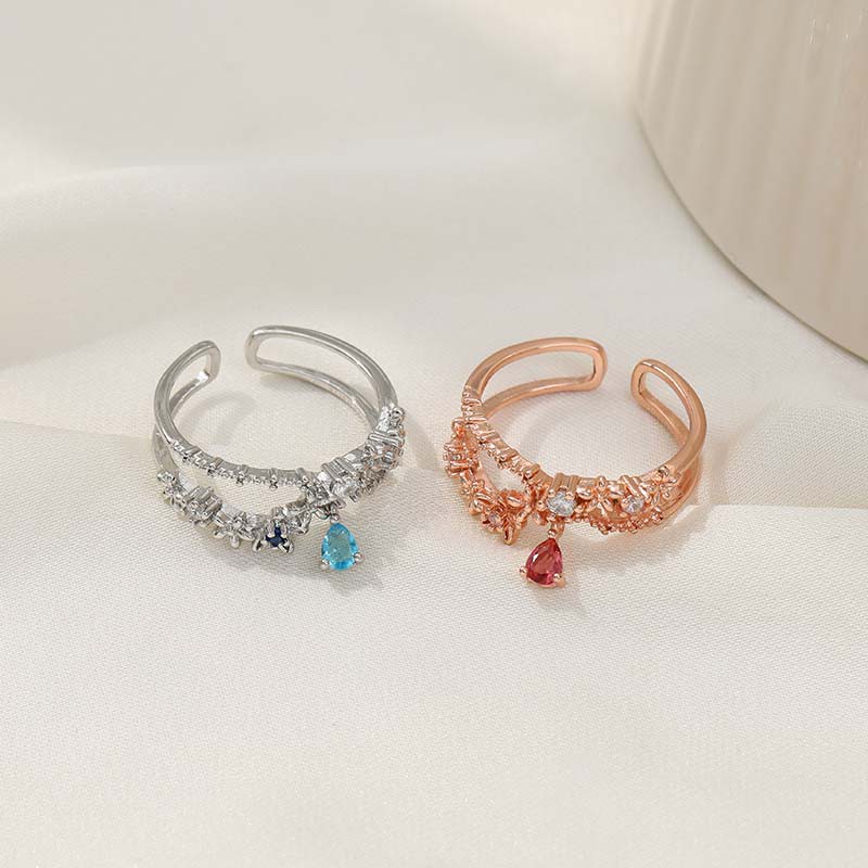 Nhẫn Hở Hình Hoa Đính Đá Zircon Phong Cách Hàn Quốc Thời Trang Cho Nữ