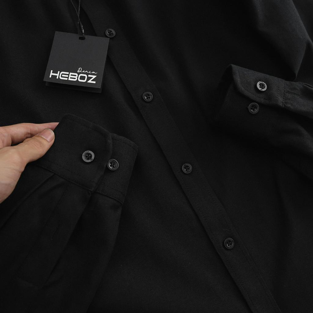 Áo sơ mi nam cổ trụ dài tay chất vải oxford 5M Heboz cao cấp - 00001488