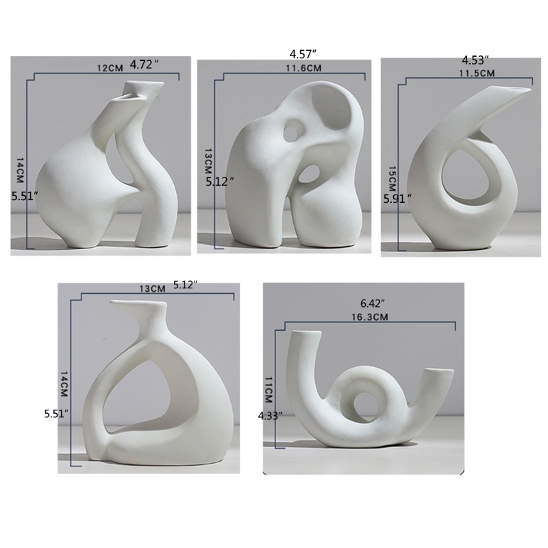 Chậu Hoa Bằng Gốm Sứ Màu Trắng Thiết Kế Hình Học Hiện Đại Phong Cách Bắc Âu