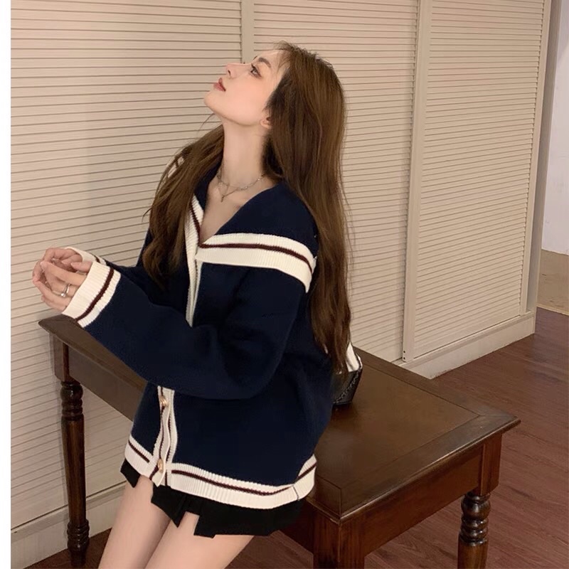 CHOUCHUU Áo cardigan thuỷ thủ phong cách độc đáo mới lạ