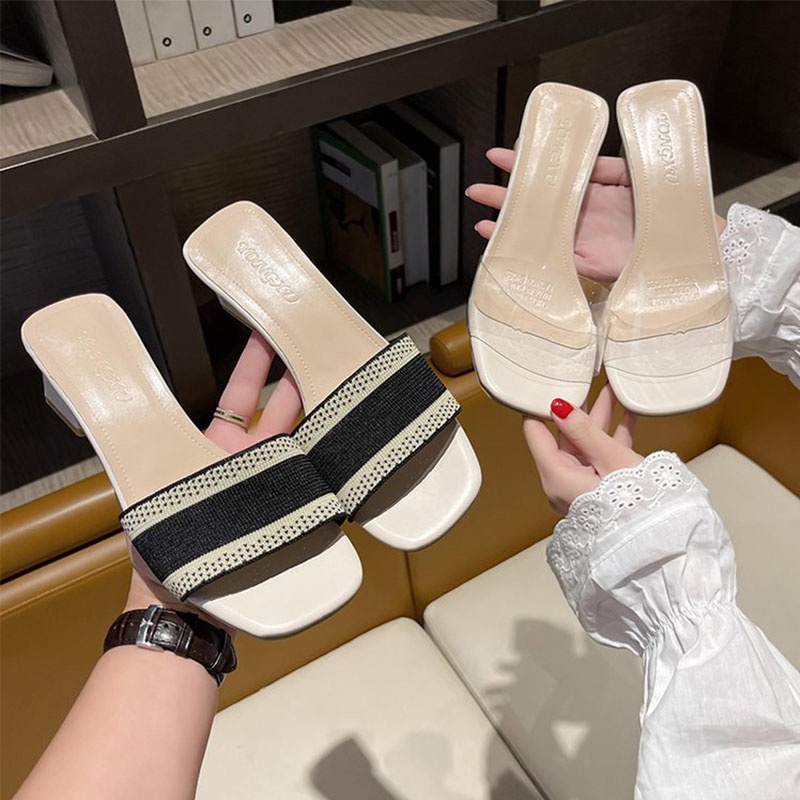 Big Size 35-43 GIÀY SANDAL Cao Gót Quai Trong Suốt Thời Trang