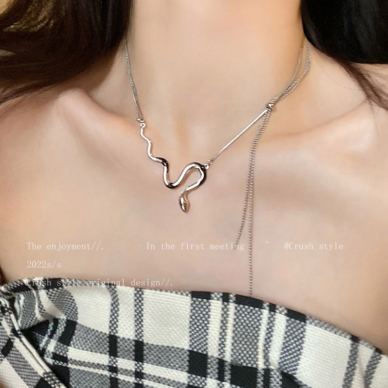 Vòng cổ Mạ Bạc Mặt Hình Con Rắn Thời Trang Dành Cho Nữ