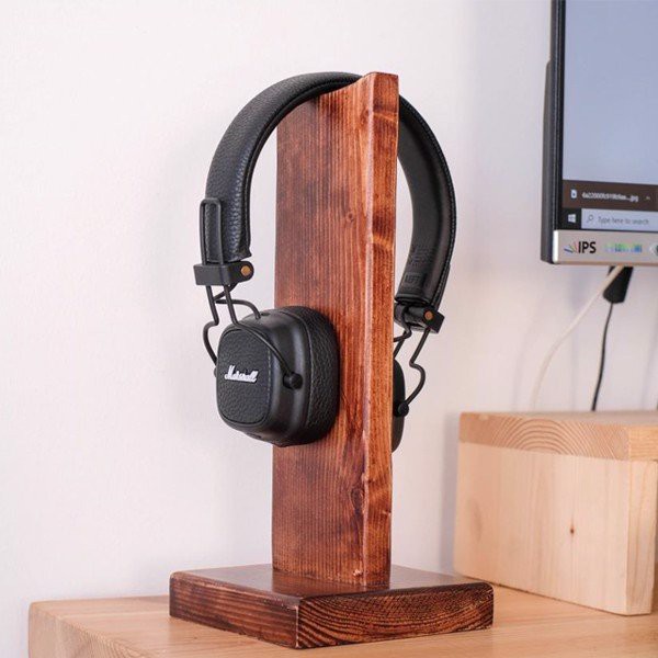 Giá treo tai nghe FEGO bằng gỗ thông tự nhiên, kệ để headphone stand thân gỗ