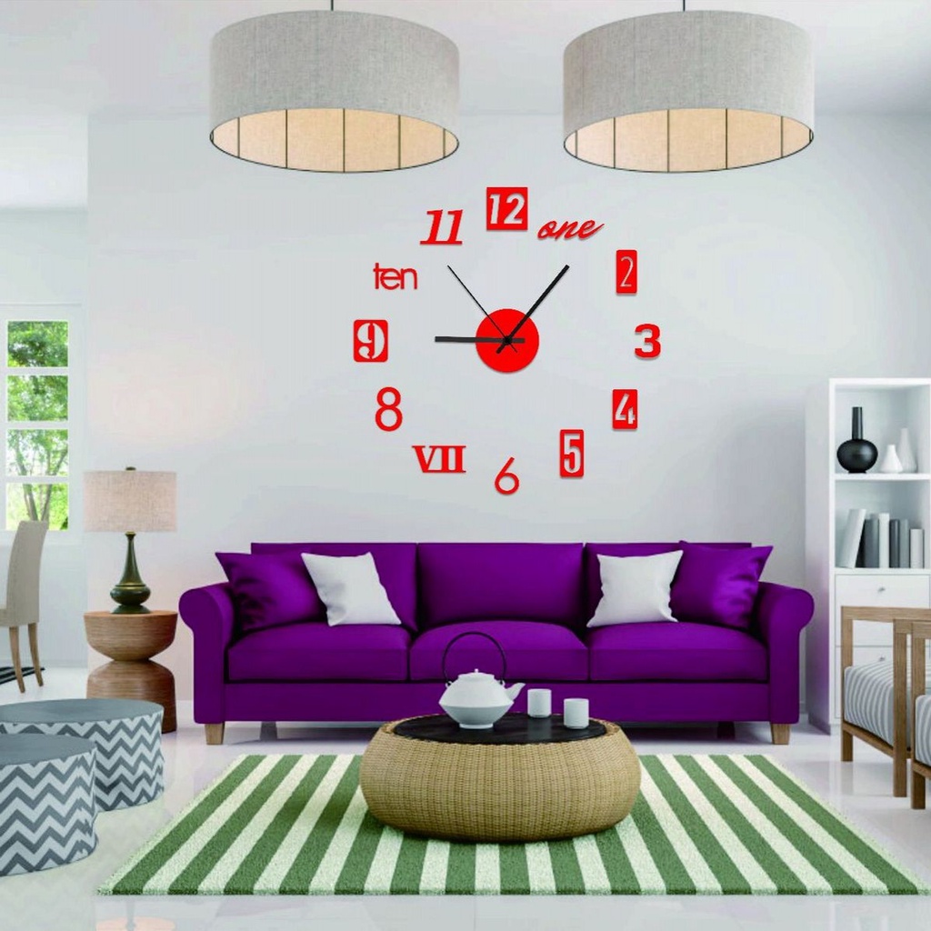 Đồng Hồ Dán Tường Mặt Gương Acrylic Không Khung DIY