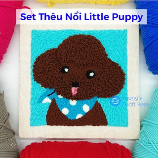 Set Thêu Nổi Thêu Len Xù Chó Poolde Dễ Thương Dành Cho Người Mới Bắt Đầu, Punch Needle Set Cute Poodle for Beginners