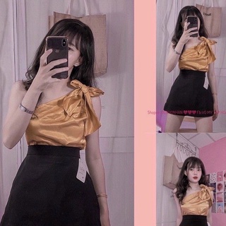 áo phi lụa lệch nơ vai xinh