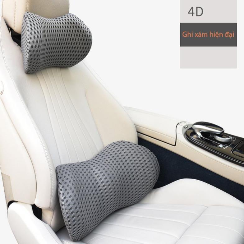 Gối tựa đầu ô tô chất liệu 4D phiên bản thời trang thoáng mát, Tựa lưng xe hơi dáng thể thao chống lún xẹp