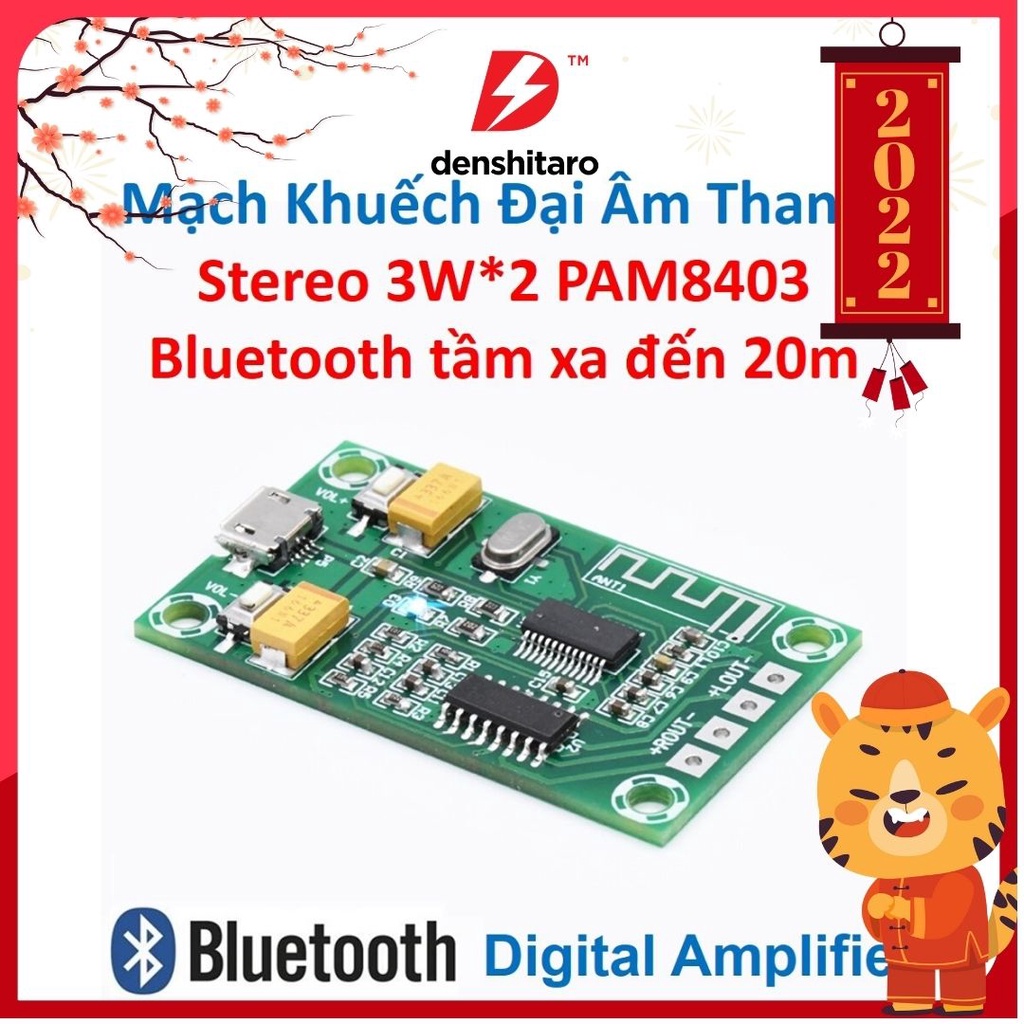 Denshitaro Mạch khuếch đại bluetooth 2x3W PAM8403 D00-218