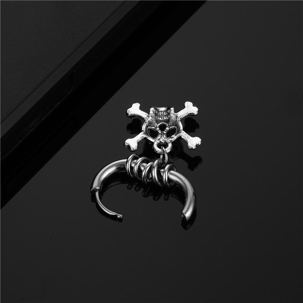 FORBETTER Khuyên Tai Thép Không Gỉ Hình Đầu Lâu Phong Cách Gothic Thời Trang Cho Nữ