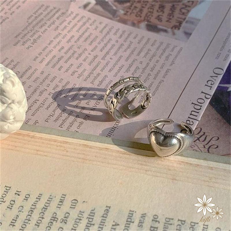 Nhẫn Hình Trái Tim Phối Dây Xích Thời Trang Dành Cho Nữ