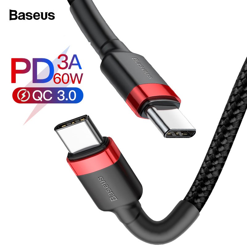 Cáp sạc Baseus 60W USB C sang Type-C cho điện thoại Huawei Mate 20