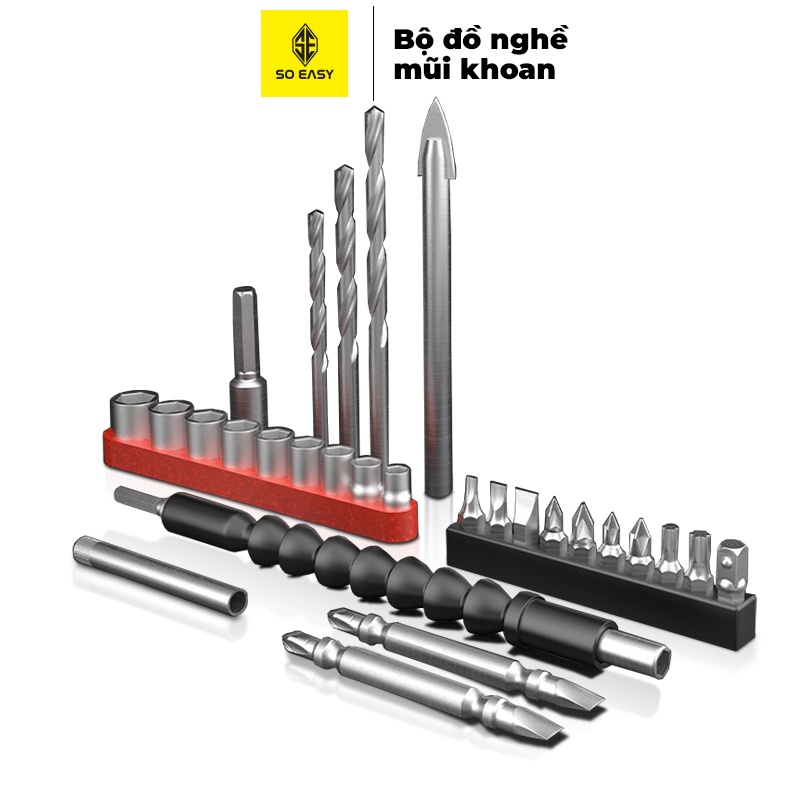Bộ mũi khoan đa năng 28 chi tiết D0005, bộ đồ nghề khoan, vặn vít, nhiều chi tiết, tuýp lục giác, trục linh hoạt