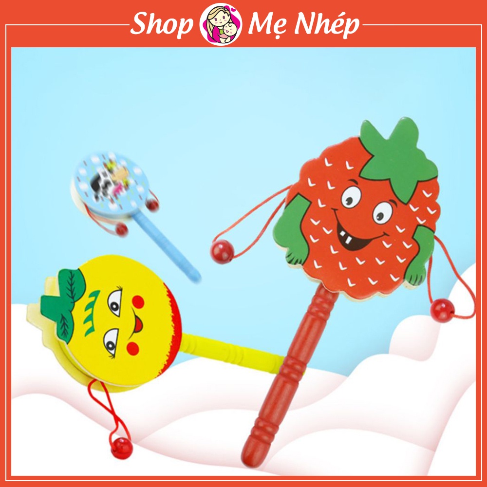 Đồ chơi xúc xắc gỗ cho bé – Trống lục lạc cho bé hình động vật ngộ nghĩnh (đồ chơi lục lạc)