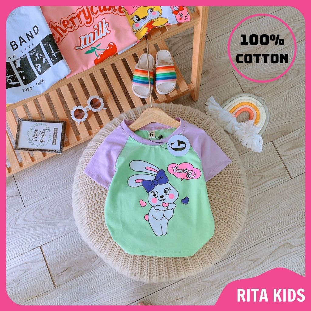 Áo Thun Bé Gái Tay Phối Thun Cotton Chuẩn Đẹp Cho Bé 10-28kg