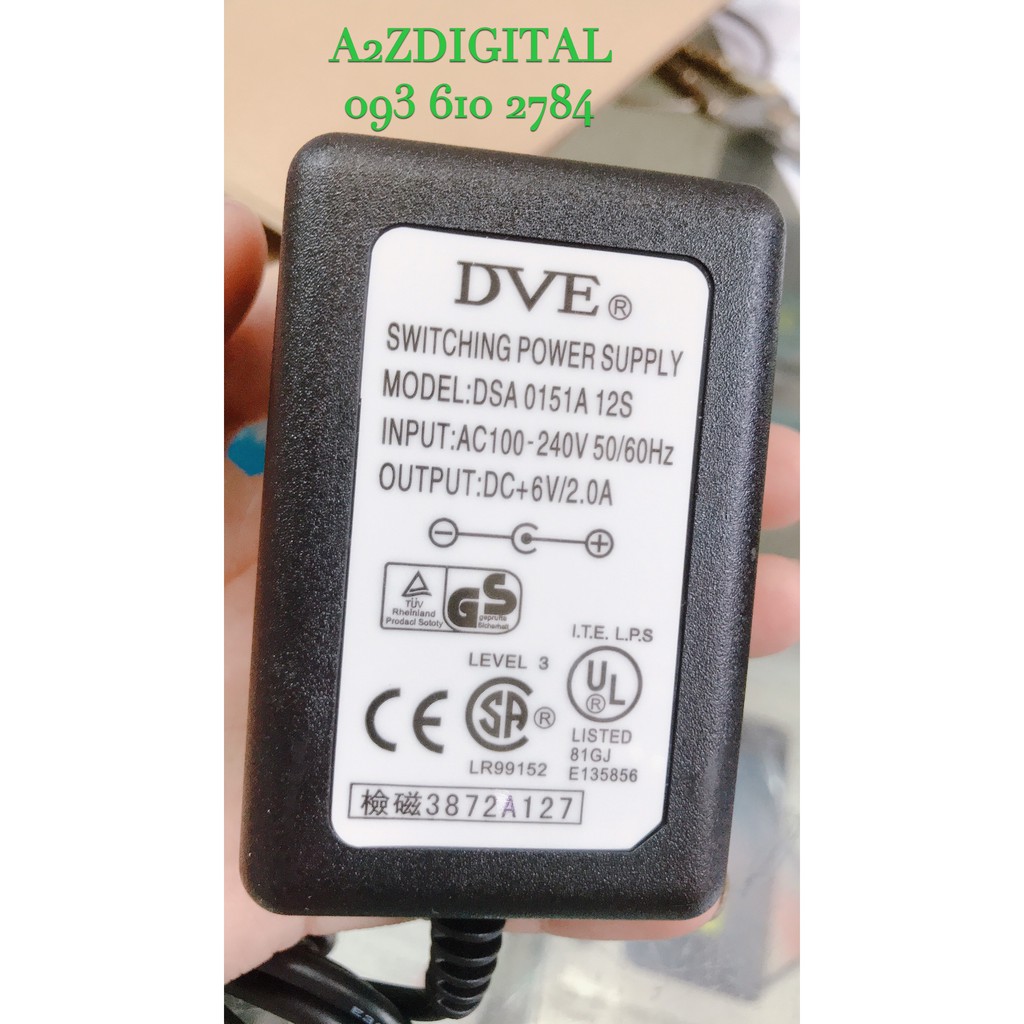 NGUỒN ADAPTOR SẠC 6V-2A JACK CẮM SẠC ĐẦU TRÒN 5.5mm